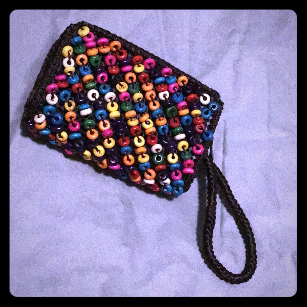 Multicolored Beaded Clutch Wristlet